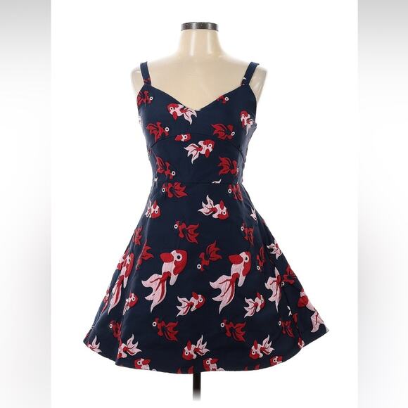 Jinye Original Design Betta fish novelty print fit and flare dress, size L - Picture 1 of 9